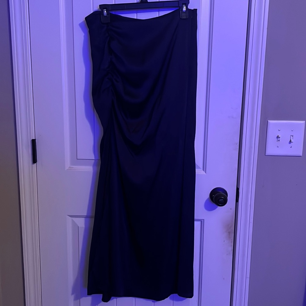 Blue satin skirt